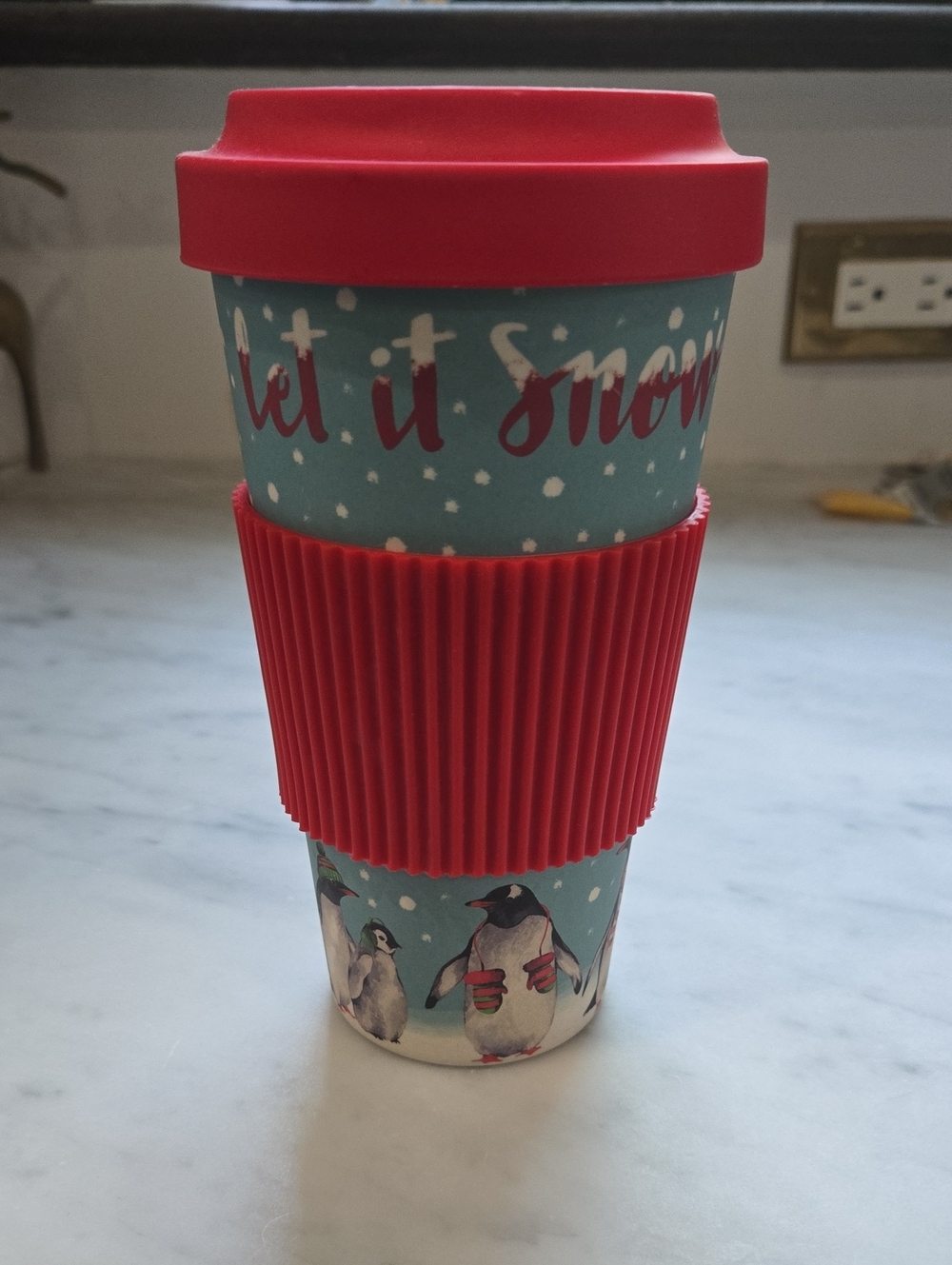 Let It Snow Penguin Travel Mug - Red & Teal by Cambridge